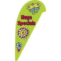 Doodles Green Tear Drop Flag