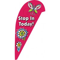Doodles Pink Tear Drop Flag