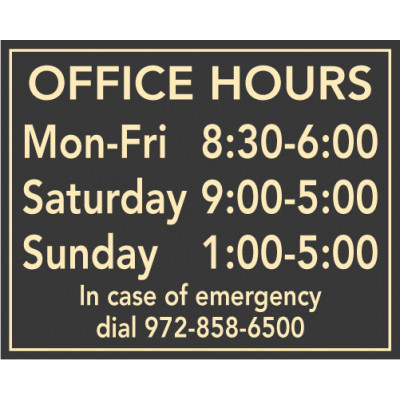 Horizontal Hours Plaque