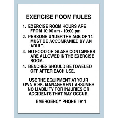 Exercise Room Rules Sign