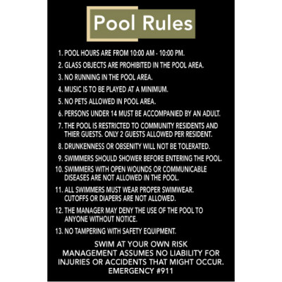 Custom Pool Rules Sign