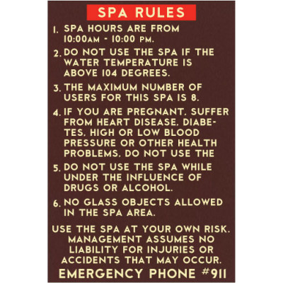 Custom Spa Rules Sign