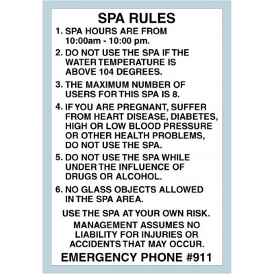 Spa Rules Sign