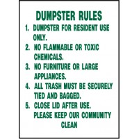 Dumpster Rules Sign