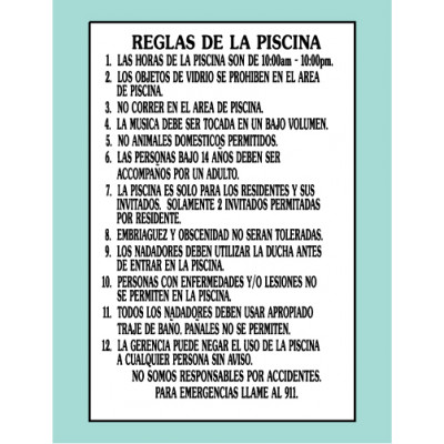 Spanish Pool Rules Sign
