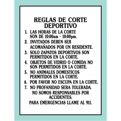 Spanish Sport Court Rules Sign