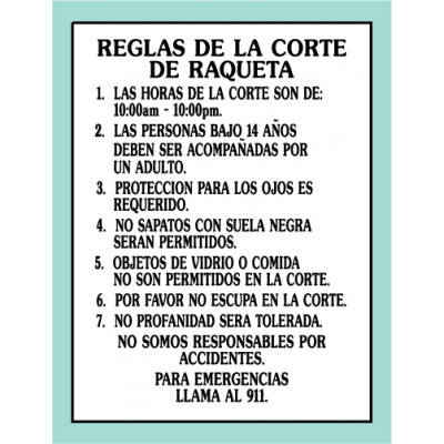 Spanish Racquetball Court Sign