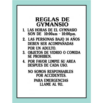 Spanish Exercise Room Rules Sign