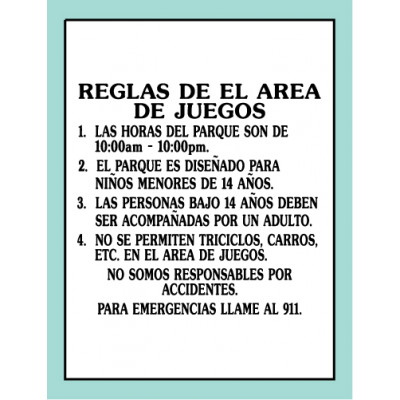 Spanish Playground Rules Sign