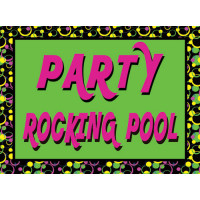 Invite Rockin Pool Sign
