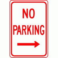 No Parking Right Arrow Sign