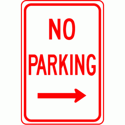 No Parking Right Arrow Sign
