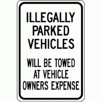 Illegally Parked Vehicles Sign