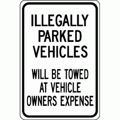 Illegally Parked Vehicles Sign