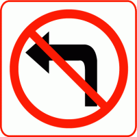 No Left Turn Sign