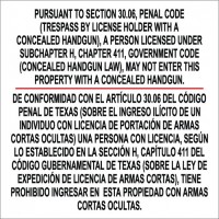 Texas Concealed Gun Sign